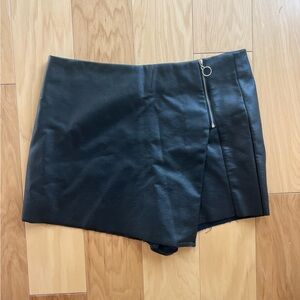 Faux Leather Black Skort